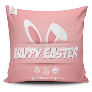 Ružová obliečka na vankúš Happy Easter, 45 × 45 cm