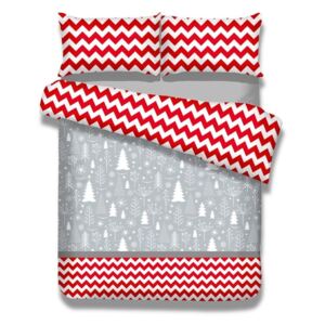 Predĺžené flanelové obliečky na dvojlôžko DecoKing Christmas Mess, 200 × 220 cm + 70 × 90 cm