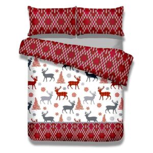 Flanelové posteľné obliečky AmeliaHome Winter Reindeer, 135 × 200 cm