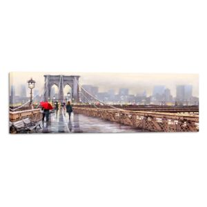 Obraz Styler Canvas Watercolor New York Bridge, 45 × 140 cm