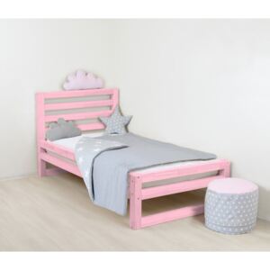 Detská ružová drevená jednolôžková posteľ Benlemi DeLu×e, 180 × 90 cm