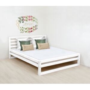 Biela drevená dvojlôžková posteľ Benlemi DeLuxe, 200 × 200 cm