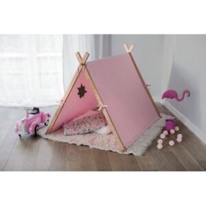 Detský stan s drevenou konštrukciou - ružový