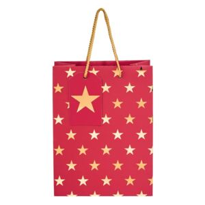 Červená darčeková taška Butlers Hvězdy, výška 9,2 cm