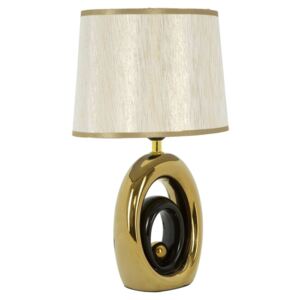 Biela stolová lampa s konštrukciou v zlatej farbe Mauro Ferretti Glam Oval