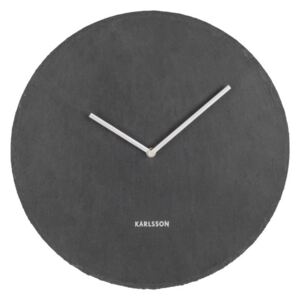 Čierne nástenné bridlicové hodiny Karlsson Slate, Ø 40 cm
