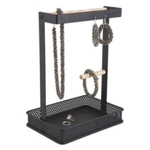 Čierny stojan na šperky s drevenými detailmi PT LIVING Merge Square