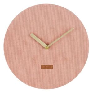 Ružové nástenné hodiny s menčestrom Karlsson Corduroy, Ø 25 cm