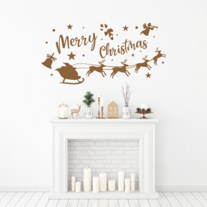 GLIX Merry Christmas Santa I. - nálepka na stenu Hnedá 50 x 25 cm