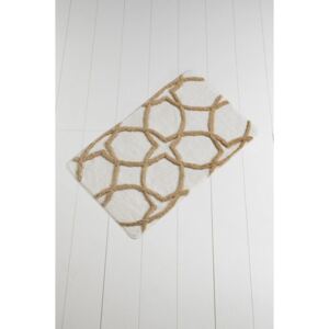 Hnedo-biela kúpeľňová predložka Waves He×agon, 100 x 60 cm