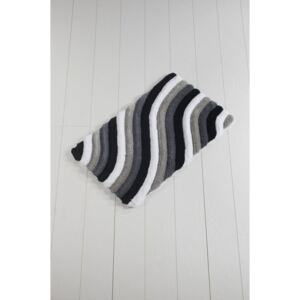 Sivo-biela kúpeľňová predložka Waves Trismo, 100 × 60 cm