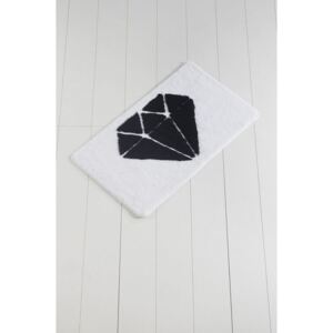 Čierno-biela kúpeľňová predložka Crasso Heart, 100 × 60 cm