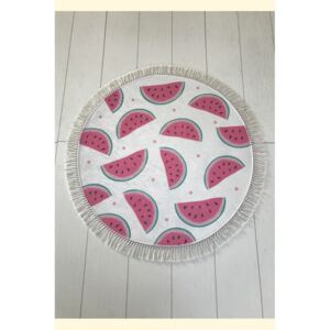 Bielo-ružová kúpeľňová predložka Tropica Watermelon, ⌀ 100 cm