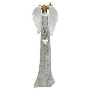 Soška anjel sivý s bielymi krídlami 40cm