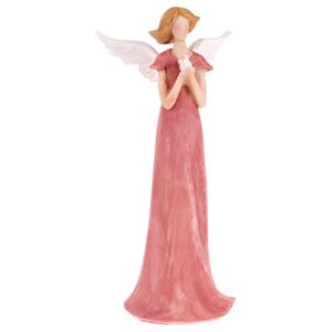 Soška anjel červený s holúbkom 24,5cm