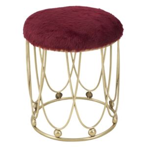 Vínovo-červená polstrovaná stolička s železnou konštrukciou v zlatej farbe Mauro Ferretti Amelia