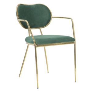 Tmavo-zelená stolička so železnou konštrukciou Mauro Ferretti Sedia Glam