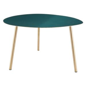 Zelený príručný stolík s pozlátenými nohami Leitmotiv Ovoid, 56 × 50 × 37 cm