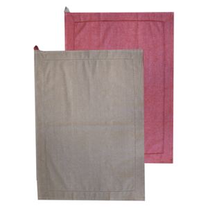 Home Elements Utierka z recyklovanej bavlny, 2 ks, 50 x 70 cm, béžová + červená