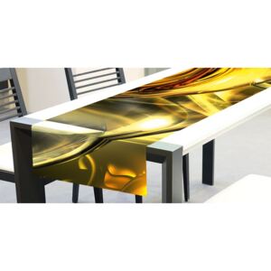 TS 018 Dimex Behúň na stôl obrus, Zlatá abstrakcie, veľkosť 40 x 140 cm
