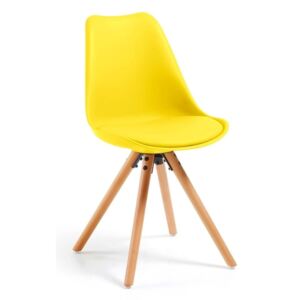 Žltá stolička s bukovými nohami loomi.design