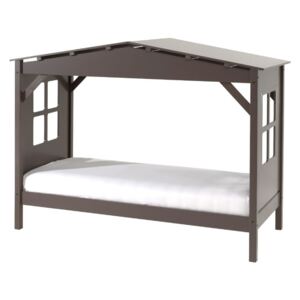 Sivá detská posteľ Vipack Pino Cabin, 90 × 200 cm