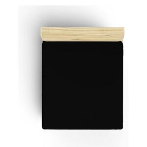 Čierna neelastická bavlnená plachta na jednolôžko Caresso, 90 × 190 cm