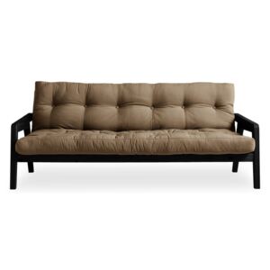 Čierna variabilní rozkladacia pohovka s futónom v kávovohnedej farbe Karup Design Grab Black/Mocca