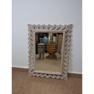 Zrkadlo PRINCESS, hnedá natural, exotické drevo, ručná práca, 80x60 cm