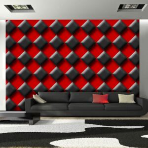 Bimago Fototapeta - Red & Black Chessboard 400x280 cm