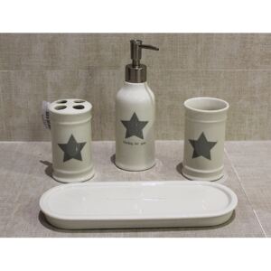 STAR Kúpeľňová sada doplnkov 4 kusy set keramický biely s hviezd