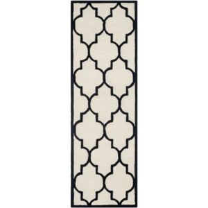Vlnený koberec Everly 76x243 cm, biely/čierny