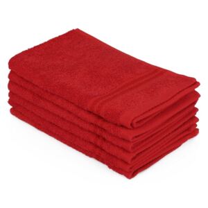 Sada 6 červených uterákov do kúpeľni, 50 x 30 cm