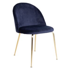 Dizajnová stolička Ernesto, modrá / mosadz