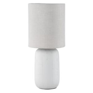 Sivá stolová lampaz keramiky a tkaniny Trio Clay, výška 35 cm