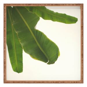 Drevený dekoratívny servírovací podnos Leaf, 40 × 40 cm
