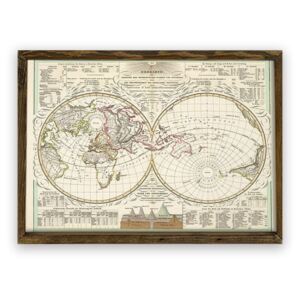 Obraz v drevenom ráme World, 70 × 50 cm