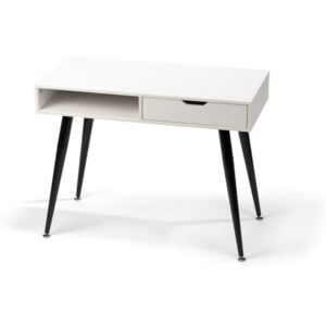 Biely písací stôl s čiernym kovovým podnožím loomi.design Diego