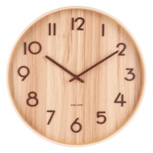 Svtlohnedé nástenné hodiny z lipového dreva Karlsson Pure Medium, ø 40 cm