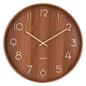 Hnedé nástenné hodiny z lipového dreva Karlsson Pure Large, ø 60 cm