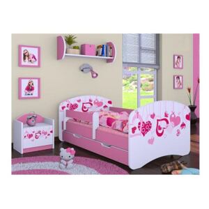 Detská posteľ so zásuvkou 160x80cm FALL IN LOVE - ružová