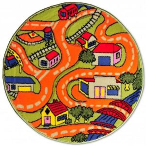 Detský koberec Cesty oranžový kruh, Velikosti 80x80cm