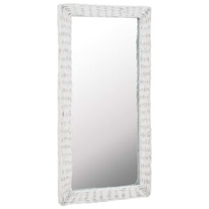 Zrkadlo s prúteným rámom biele 50x100 cm