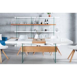 Rozkladací jedálenský stôl ANEX 160-200 cm - biela/prírodná