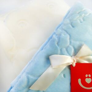 Detská plyšová deka méďa - modrá