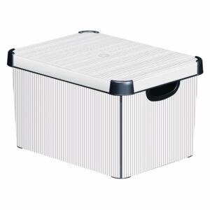 CURVER CLASSICO L box úložný dekoratívny 39,5 x 29,5 x 25 cm sivá/biela