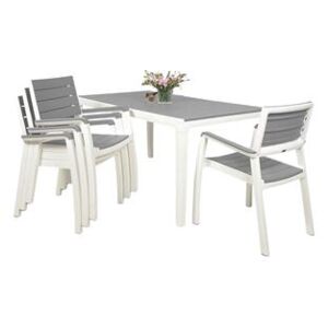 Keter Harmony set stôl + 4 stoličky biela/svetlošedá