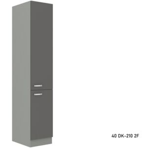 Kuchyňská skříňka vysoká GREY 40 DK-210 2F, 40x210x57, šedá/šedá lesk