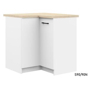 Kuchyňská skříňka dolní rohová s pracovní deskou OLIWIA S90/90N, 90/90x85,5x60, bílá/sonoma