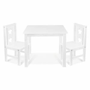 BABY NELLYS Detský nábytok - 3 ks, stôl s stoličkami - biela, C/07 Baby Nellys 105196